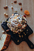 A mini panettone with seeded frosting