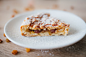 A slice of panforte with raisins