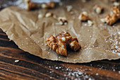 Walnuts on baking paper