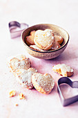 Heart-shaped biscotti with almonds and orange blossom water (Italy)