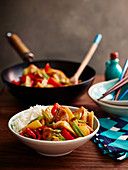 Kung Pao Chicken Stir fry with Rice