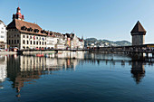 Rathaus und Wasserturm, Luzern, Kanton Luzern, Schweiz