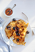 Blueberry pancakes with maple syrup