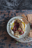 Labneh with pomegranate onions spread