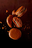 Brown macaroons, whole and broken