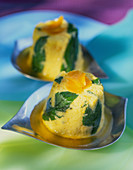 Orange mousse with mint