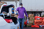 Drive-thru food bank during Covid-19 outbreak