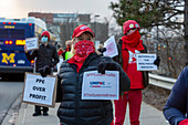 Nurses protesting during Covid-19 outbreak