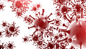 Covid-19 coronavirus particles, illustration