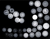 Various coins, X-ray