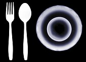 Spoon fork bowl and plate, X-ray