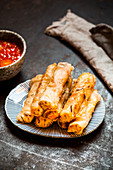 Spring rolls with a sweet and sour sauce