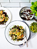 Quick roast chicken and lentils with salsa verde
