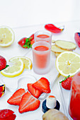 Strawberry shot with ginger and lemon