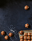 Maple and pecan hot cross buns with bacon butter