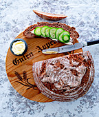 Wholemeal bread with butter and cucumber