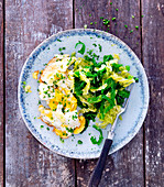 Scrambled egg with savoy cabbage