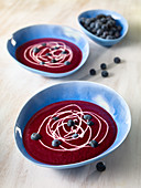 Beetroot soup with blueberries