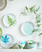 Decorative plates and bowls with plant motifs