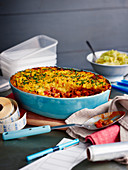 Cottage pie with turnip and mashed potatoes