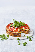Layered vegetable pie with ricotta