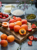Ingredients for apricot and strawberriy crumble