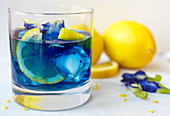 Butterfly pea cocktail with lemonsand vodka (or gin)