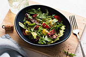 Summer vegetable salad with olive oil chia seeds
