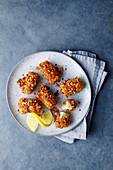 Fish nuggets with a cornflake coating