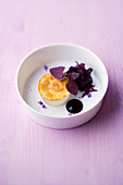 Goat’s cheese and juniper cake with red cabbage pickles