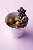 Schokoladen-Sternanis-Mousse mit Passionsfruchtcreme