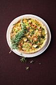 Spring onion and rosemary quiche with sheep's cheese