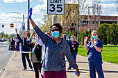 Parade for healthcare workers, Detroit, Michigan, USA