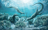 Mystriosuchus phytosaurs, illustration
