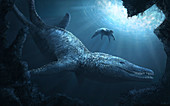 Pliosaurus marine reptile, illustration