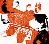 Global business opportunities for graduates, illustration