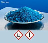 Copper II sulphate with hazard pictograms