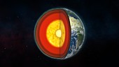 Earth's internal structure, 3D illustration