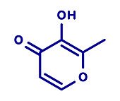 Maltol food additive molecule, illustration