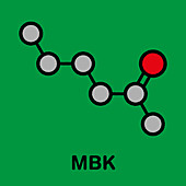Methyl butyl ketone solvent molecule, illustration