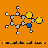 Mercaptobenzothiazole skin sensitizer molecule, illustration