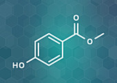 Methyl paraben preservative molecule, illustration