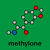 Methylone stimulant molecule, illustration
