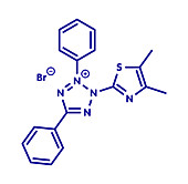 MTT yellow tetrazole dye molecule, illustration
