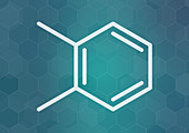 Ortho-xylene aromatic hydrocarbon molecule, illustration