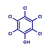 Pentachlorophenol pesticide molecule, illustration