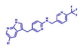 Pexidartinib cancer drug molecule, illustration