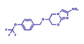 Pretomanid tuberculosis drug molecule, illustration