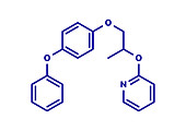 Pyriproxyfen pesticide molecule, illustration