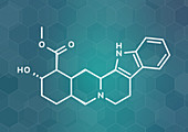 Rauwolscine alkaloid molecule, illustration